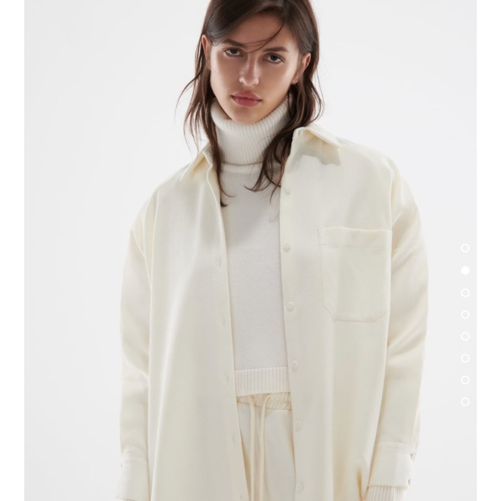 Like New Zara Corduroy Shirt Oyster White - Size M (#99)